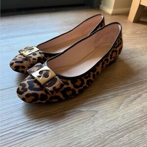 Kate Spade Leopard Print Flats with Gold Buckle
